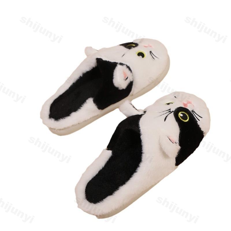 Fashion Women's Cotton Slippers Warm Cartoon Winter Couple Non-Slip Indoor Home Slippers Plush Fluffy 2025 Comfortable Floor Slippers