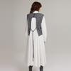 ELLE Solid Color Lapel Knitted Vest Mid Waist Long Loose Dress Casual Set Women sets White EA40104