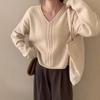 Women's V-neck Pullover Sweater Autumn and Winter New Loose Knit Sweater for Women