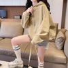 Sweatshirt for Women Cotton Solid Color Hooded Thickened Loose Round Neck Casual Pullover Long Sleeve Top Sweatshirt
