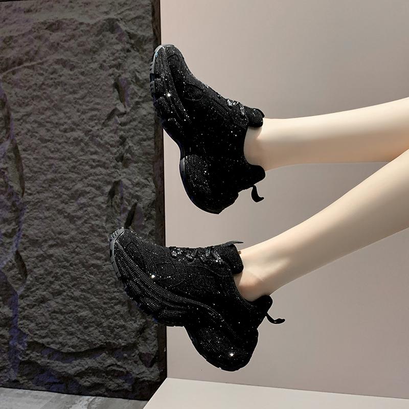 Women Shoes Fashion Running Luxury Designer Diamond Shining Casual Sports Shoes Woman Thick Soled Casual Shoes for Women