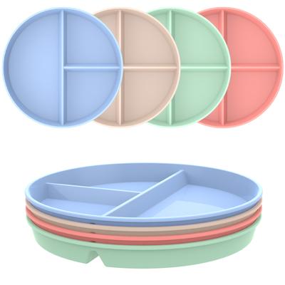 8Pcs 9inch Divided Dinner Plates Unbreakable Reusable Stackable Lightweight Divider Plates Set Microwave Safe for Kids Adults