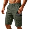 Men's Summer Casual Multi Pocket Cargo Shorts Outdoor Knee Length Work Shorts with Elastic Waistband and Zipper Pockets for Daily Use