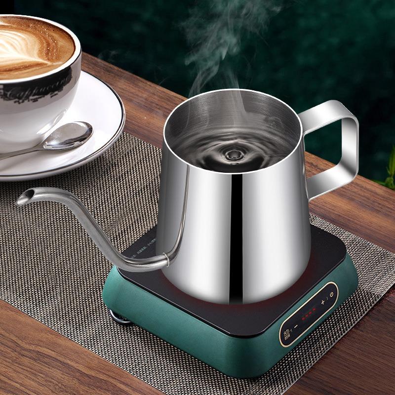 Hand-poured Coffee Pot with Lid, Bamboo Cover, 304 Thickened Stainless Steel Spout, Suitable for Household Use, Fine-mouthed Hanging Coffee Set