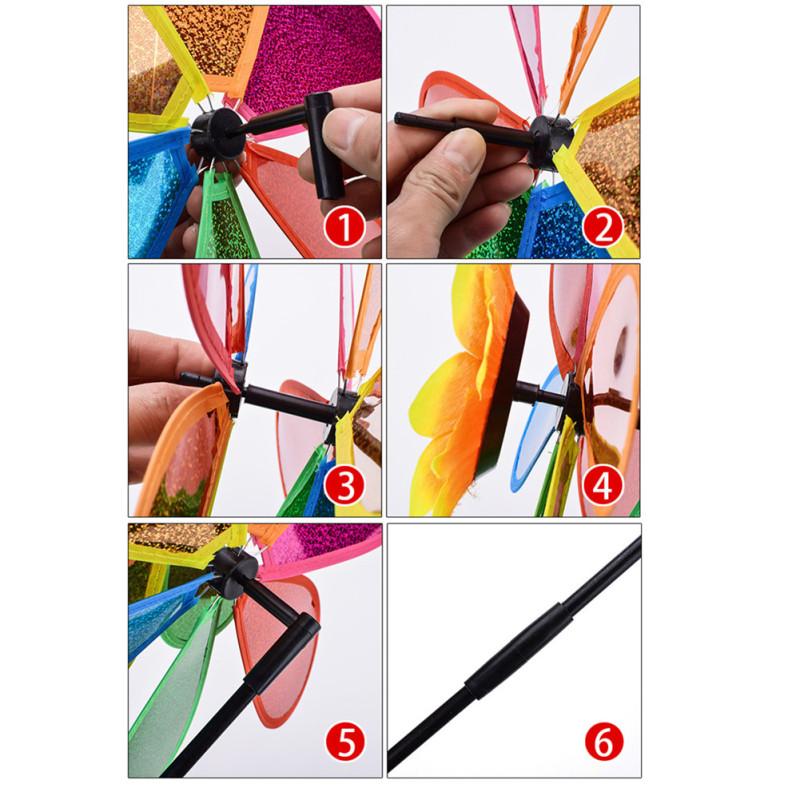 Dwuwarstwowy wiatrak w kształcie słonecznika ogród parkowy układ dekoracji zewnętrznej wiatraczek kolorowy