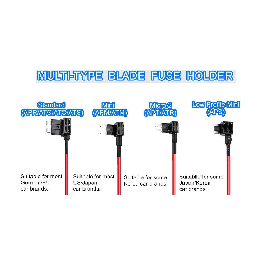 4 Types Mini Fuse Tap,12V Add-a-Circuit Adapter and Fuse Kit - F use Holder with MICRO2 Mini ATC ATS Low Profile Taps dapter for Cars Trucks Boats (4