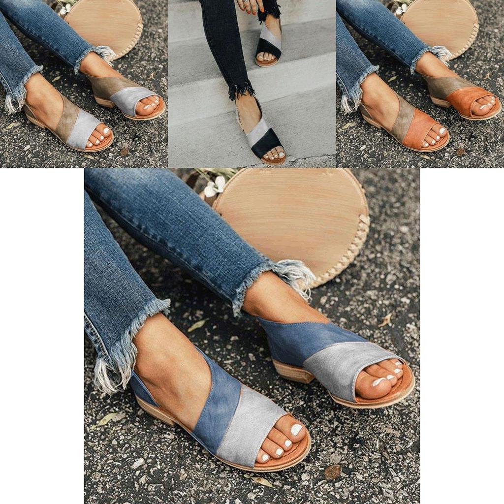 Elegant Women's Fish Mouth Sandals With Stylish Color Matching And Comfort Low Square Heel