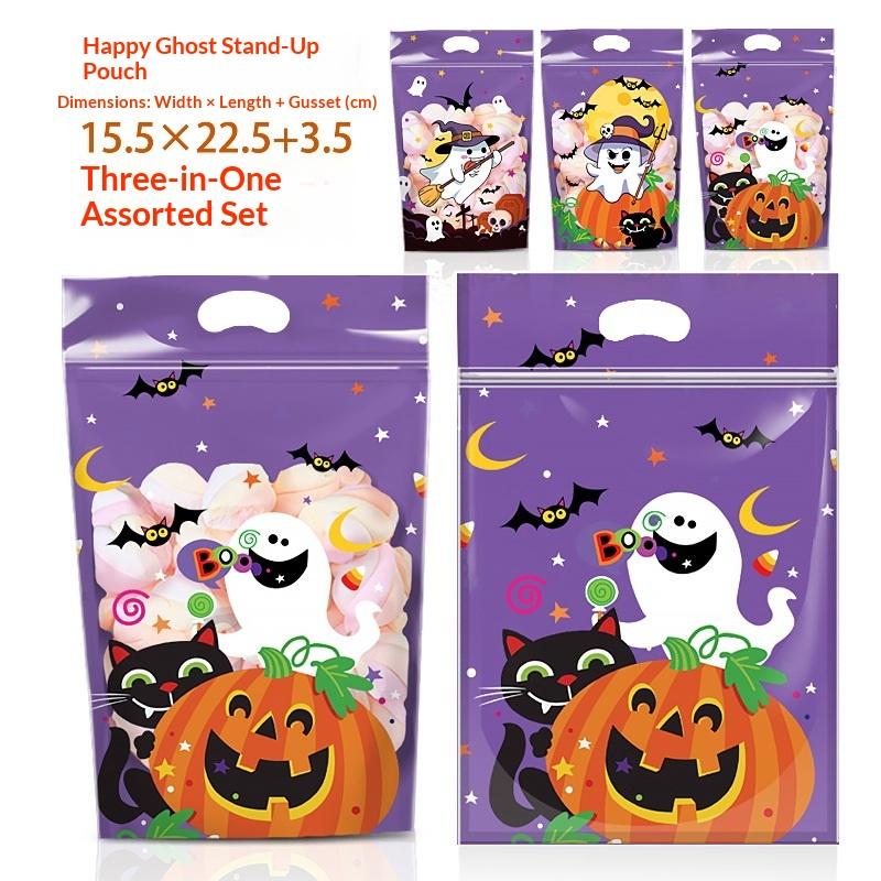 50Pcs Halloween Candy Bag Cartoon Pumpkin Ghost Gift Cookies Bags Halloween Party Decor Kids Trick Or Treat Favors
