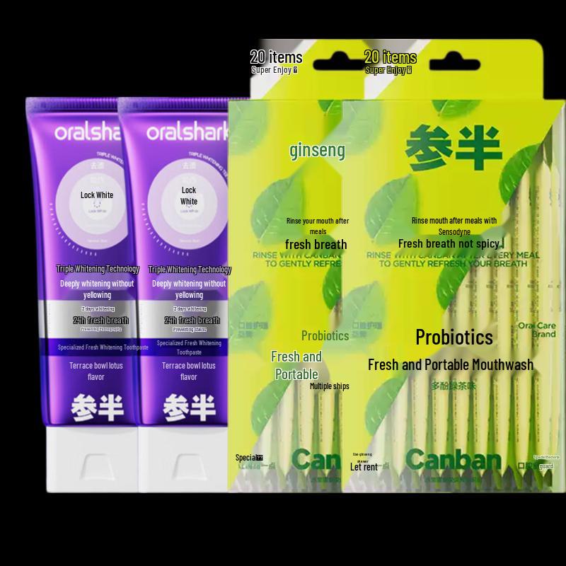 CANSEN Fresh Whitening Toothpaste & Green Tea Mouthwash Set