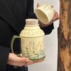 Retro Original Design Wind Chime Flower Water Bottle Cup Set Afternoon Tea Ceramic Cup High End Large Capacity Covered Tea Cup