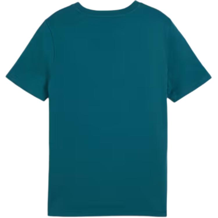 Puma Ess+ Logo Lab Camiseta Gráfica II Juvenil Estampada Confortável Gola Redonda Manga Curta Tops para Crianças Verde Cool 681842-22