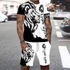 Tuta da Ginnastica da Uomo Tigre Animale Stampa 3D Costumi da Spiaggia Casual Girocollo Manica Corta Set Maglietta e Pantaloncini Abbigliamento Sportivo Uomo 2pz