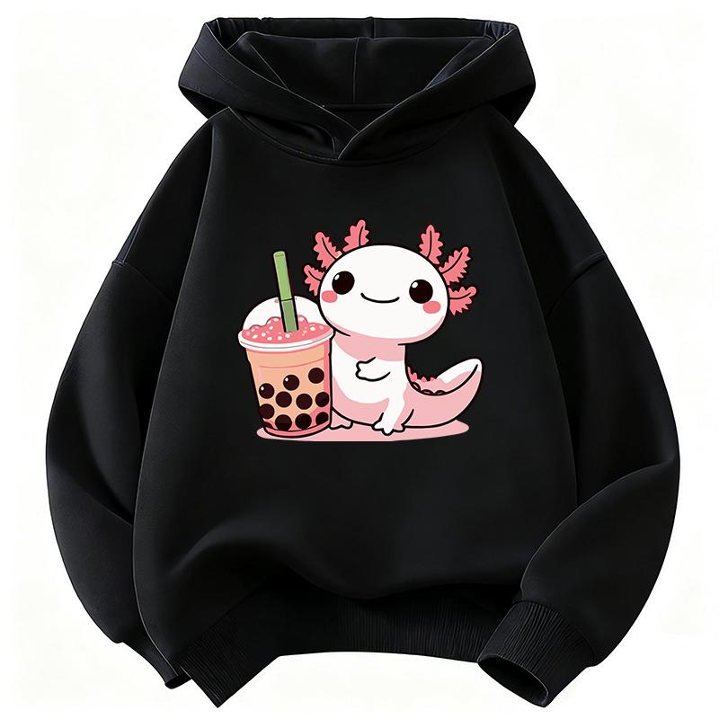 Sudadera con capucha suave y cálida para niños, diseño de ajolote, sudadera infantil linda para niños y niñas, manga larga, sudaderas con capucha casuales