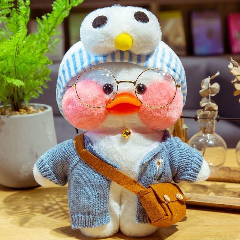 30cm Cartoon Cute Cafe Duck Plush Toy Stuffed Soft Plush Duck Doll Animal Pillow Birthday Gift for Kids Children