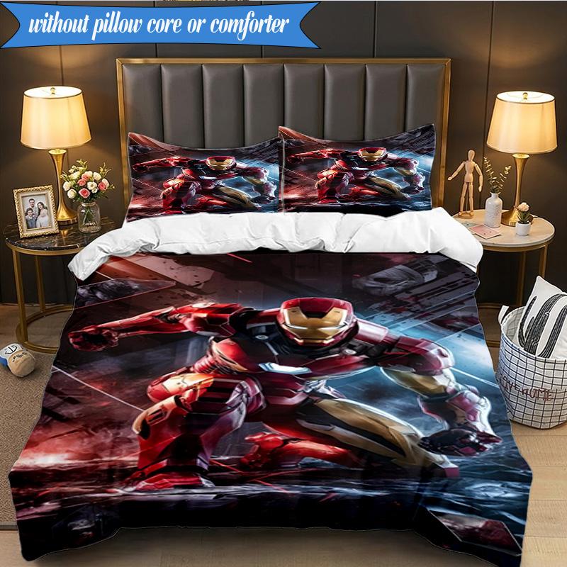 3PCS Iron In Action Bedding Set,Including 1pc Duvet Cover And 2pcs Pillowcases Perfect for Bedroom, Dormitory, Fan Christmas gift