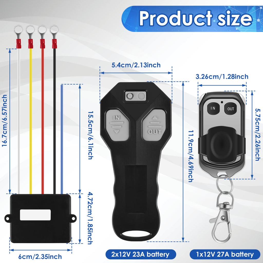 Wireless Winch Remote Control Kit 12V Universal Car Wireless Winch Electric Remote Control IP65 Waterproof Winch Remote