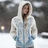 Damen Schneeflocke 3D-Druck Flanell Reißverschluss Kapuzenjacke Winter Warm Fleece Hoodie Lässiger Langarmmantel S-5XL