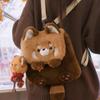 Fluffy Plush Red Panda Bag with Tail Soft Red Panda Backpack Casual   School Bag