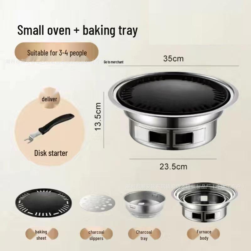 Korean Indoor/Outdoor Smokeless Charcoal Barbecue Grill - Stainless Steel BBQ Stove and Rack