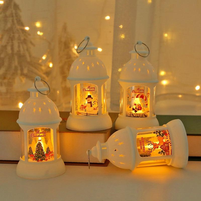 13.5cm/5.31in White Night Light Christmas Lamp Box Led Santa Claus Snowman Elk Cartoon Table Top Collectible Toy Room Decoration