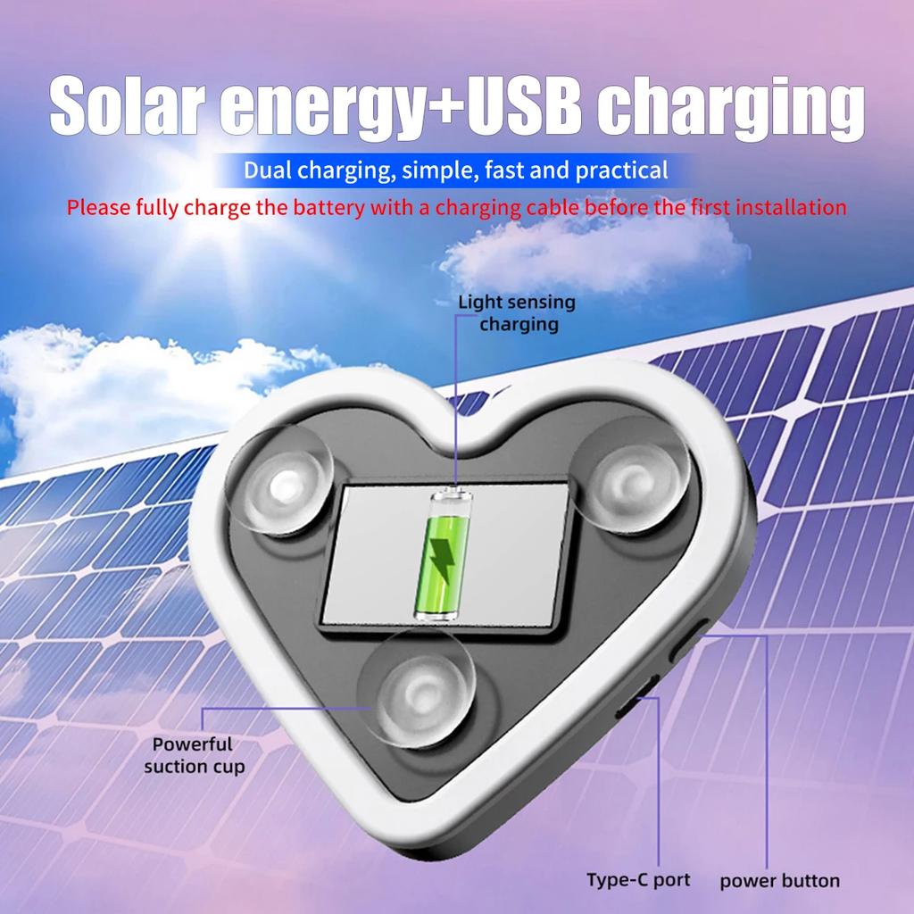 Solar Emitting Sweet Heart Atmosphere Light Wiring Free For Car triangle window interior Motor Decoration Modification Neon Lamp