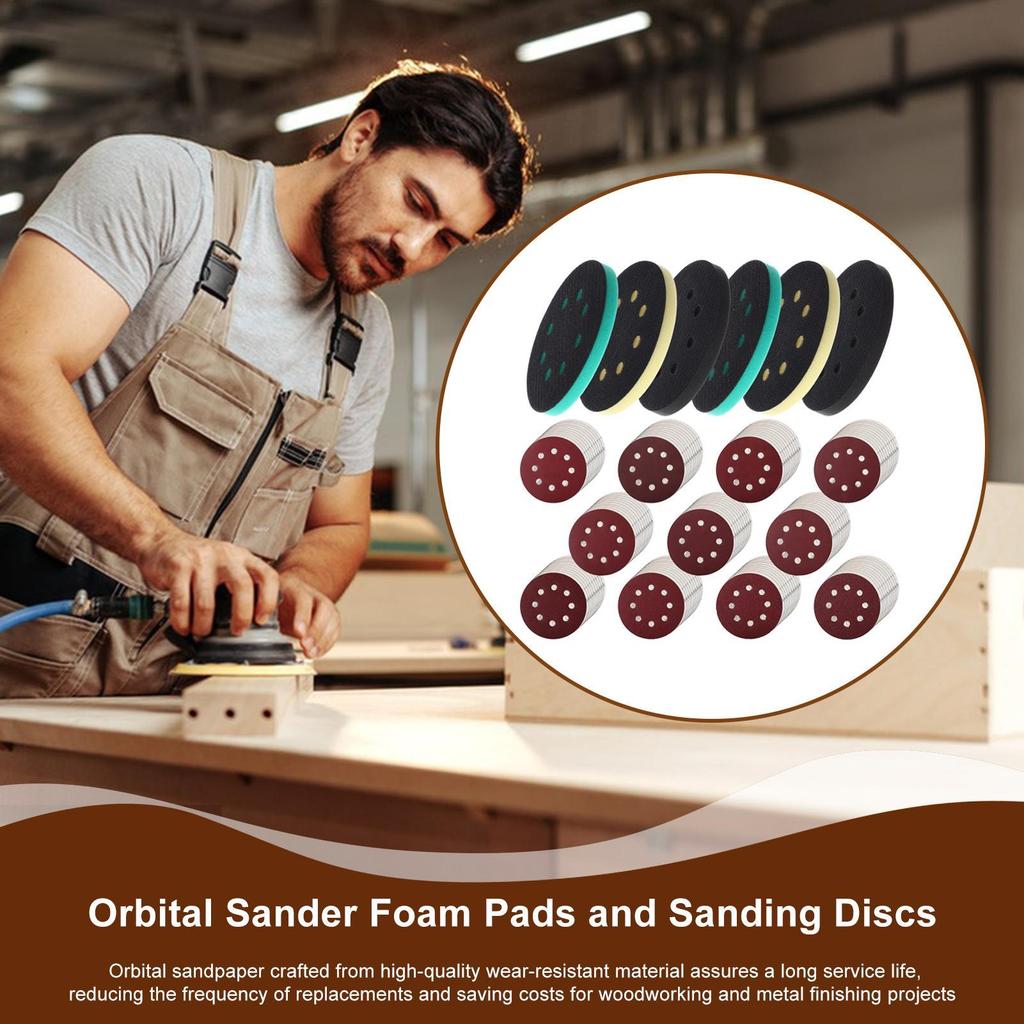 Sanding Pad 5 Inch 8 Holes Cushion Discs Sanding Buffer Cushion For Polisher Polishing Grinding Wood Metal Automotive Drywall