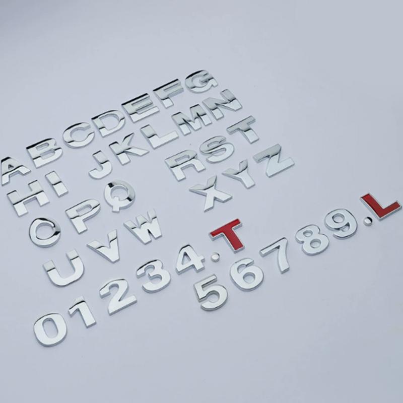 Custom 3D Car Number Alphabet Stickers Zinc Alloy Metal Chrome Emblem Scratch Proof Durable for Auto Badge Motorcycle Laptop Decor