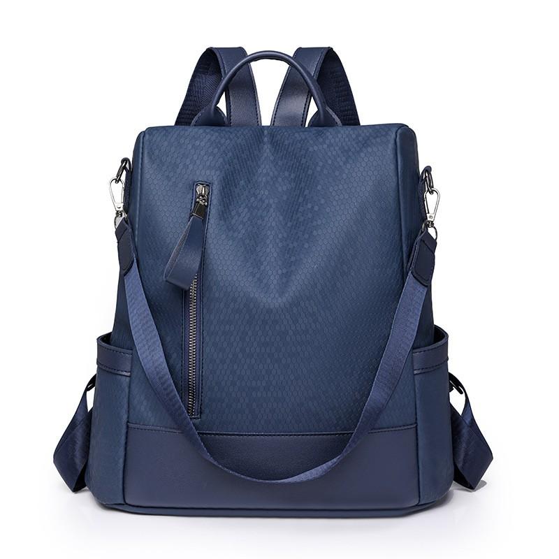 Womens Casual Backpack Large Capacity Travel Bag Street Style Oxford Fabric School Bookbag With Anti-Theft Zippered Pockets