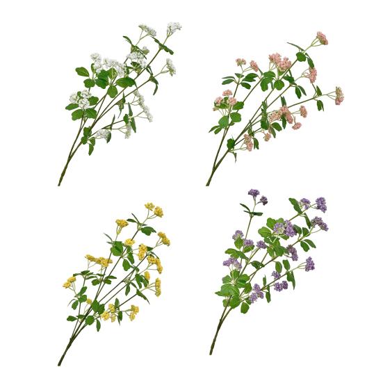 Artificial Flower Branch Realistic Stem And Green Fake Flower with Leaves for Floral