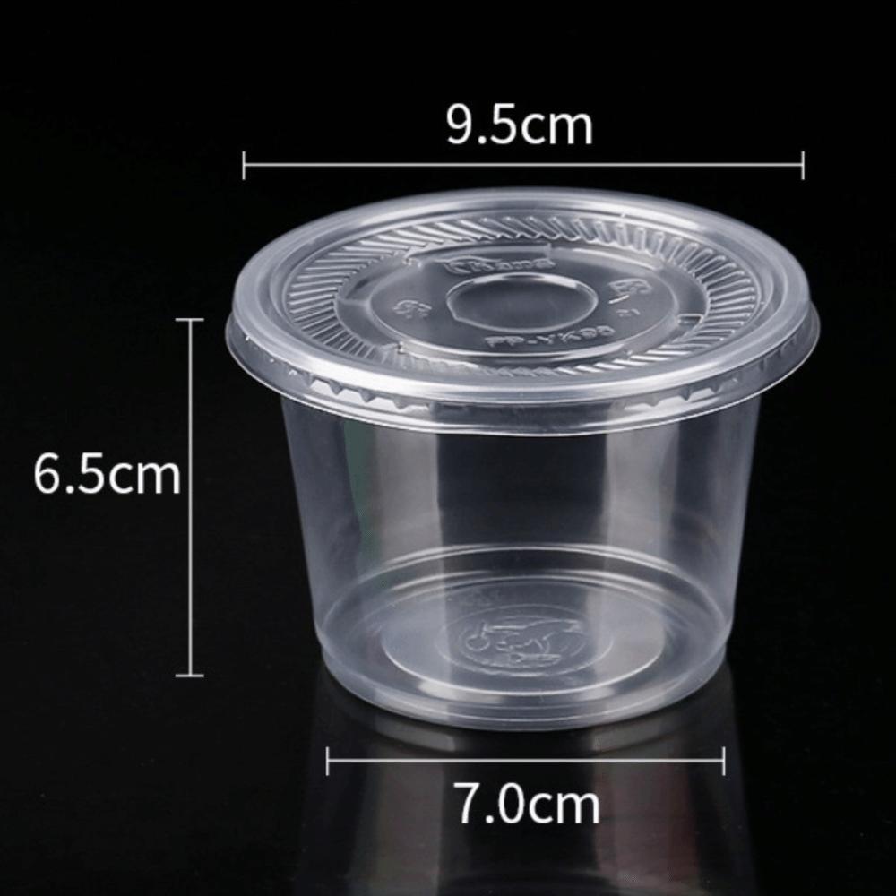 100pcs Leakproof Disposable Cups with Flat Lids Clear Pudding Bowl Ice Cream Container Party Use