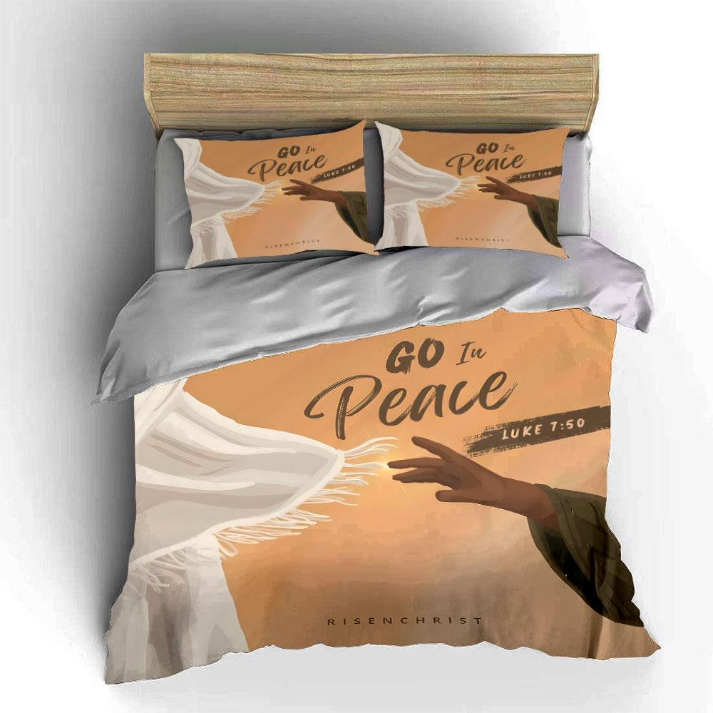 Go In Peace Luke 7:50 Bedding Duvet Cover Set Duvet Cover Pillowcases (1*Duvet Cover 2*Pillowcases, Without Duvet Insert)