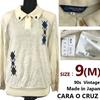 Vintage 90s CARA O CRUZ Shoulder Pad Collared Wool Blouse 9 Ivory Polo Tops Shirts(USED)
