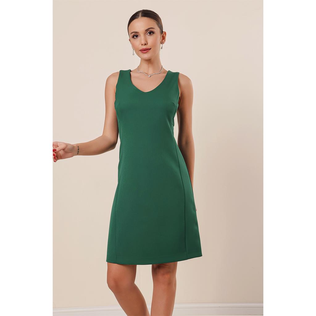 Klasické krátké krepové šaty s výstřihem do V