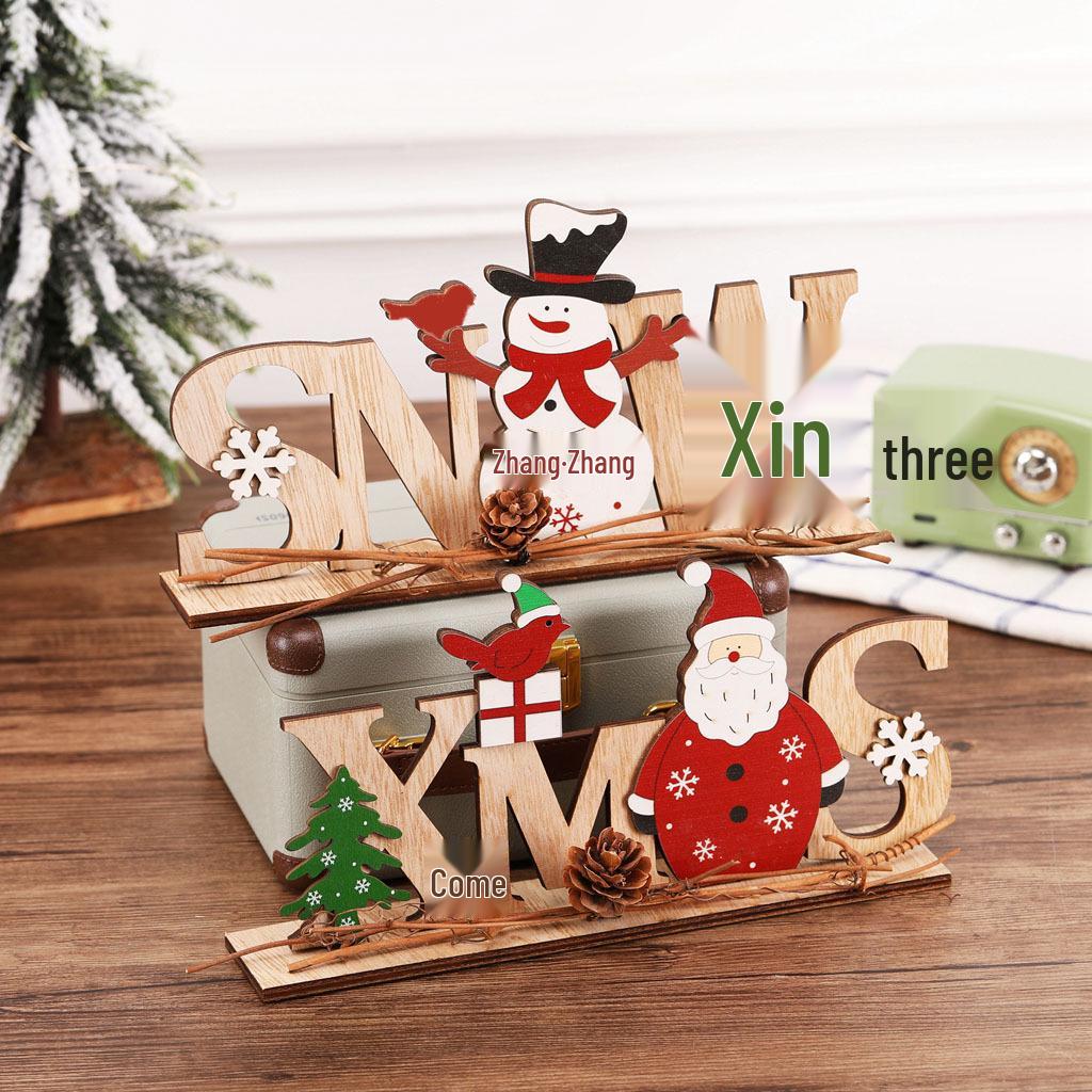 Christmas Festival Decor: Wooden Letter Ornaments - English Old Man Desktop Decorations
