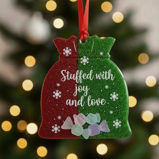 Friendship Christmas Ornaments Handmade Heart/Bell/Tree Shaped Sea Glass Ornament for Christmas Tree Friendship Keepsake for Best Friends