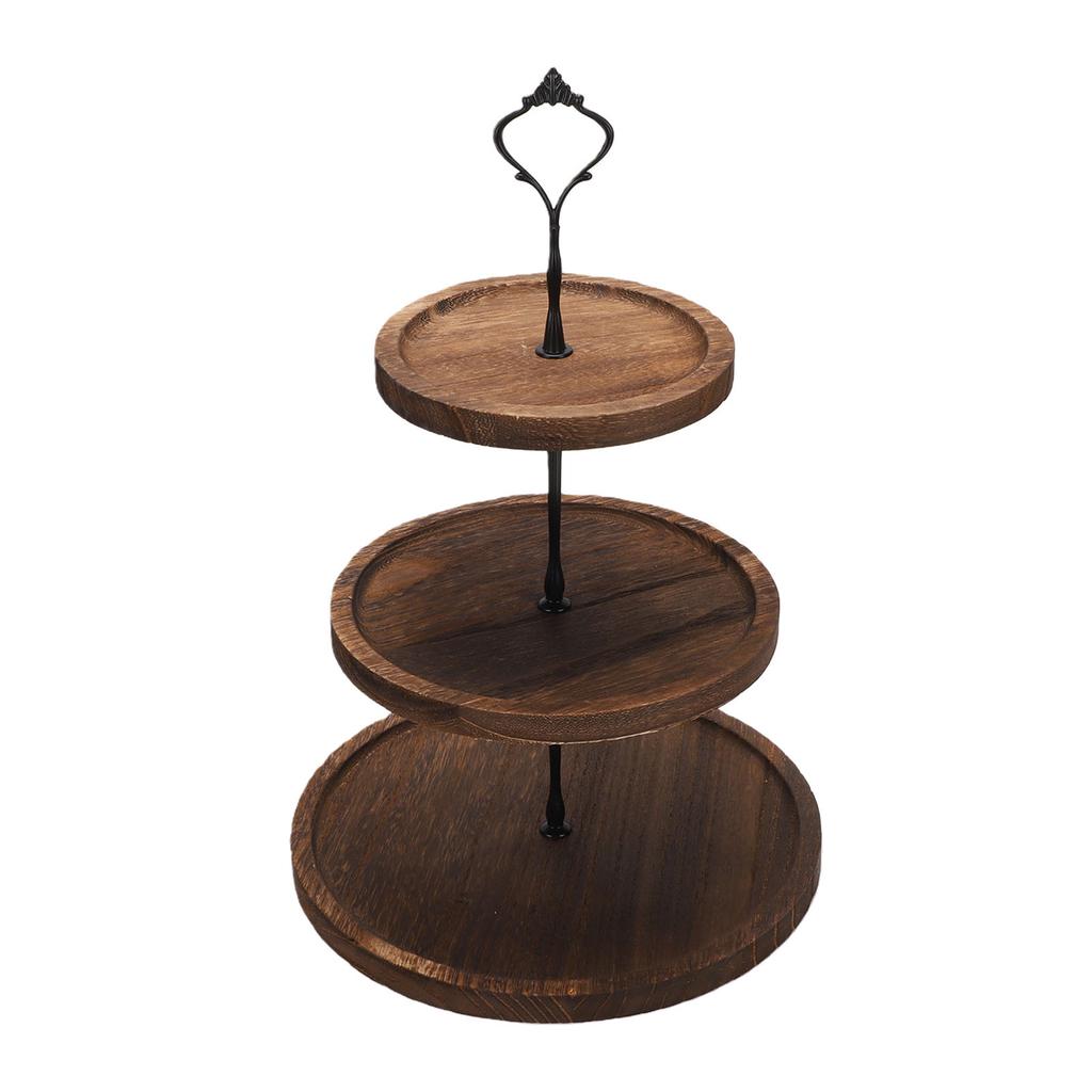 Wood 3 Tier Dessert Stand Cupcake Stand Table Sweet Dessert Snacks Fruits Pastry Rack Dark Color