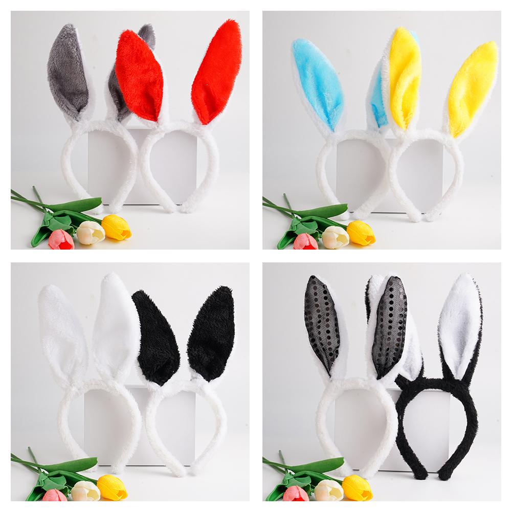 Easter Bunny Ears Headband Plush Rabbit Ear Hairband For Kids Adults Easter Party Favors Costume Accessory Holiday Decoration