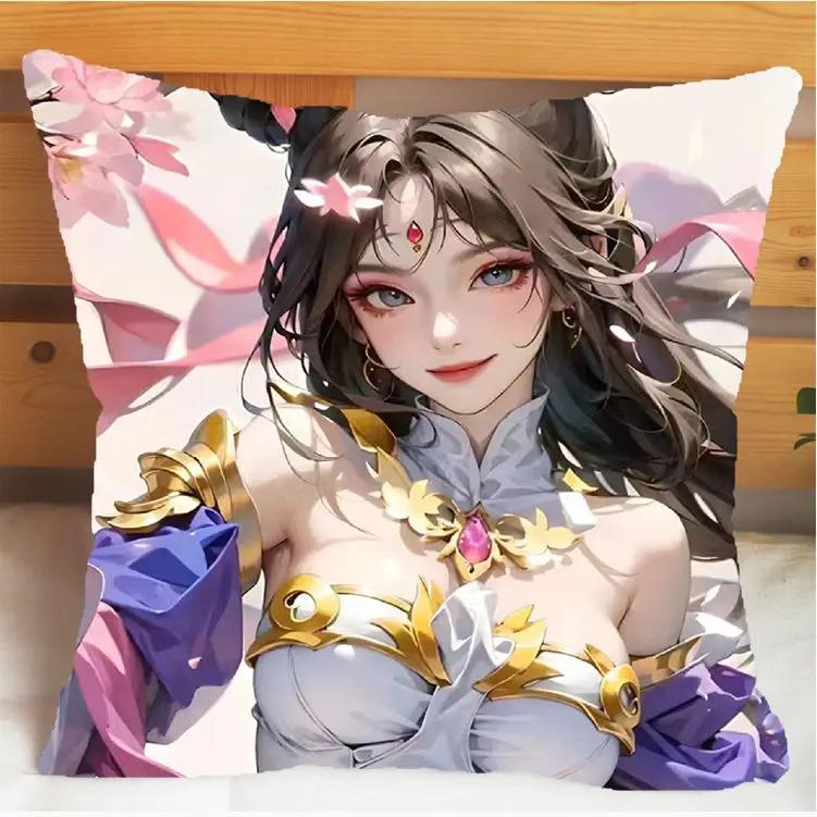 Arena of Valor Honor of Kings Diao Chan Pillow and Pillowcase Cushion Cover Case Double Sided Print Plush Throw Pillows 40x40cm