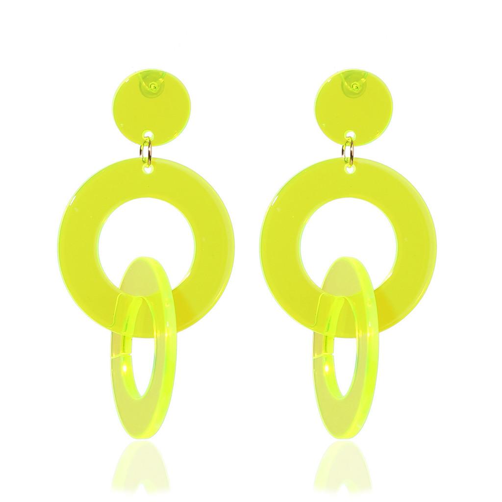 

Geometric Acrylic Earrings With Fluorescent Color For Casual Wear