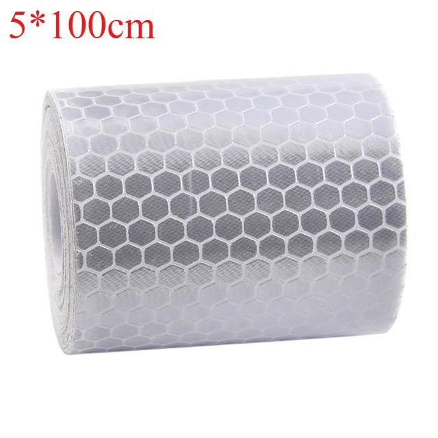 

5cm*100cm Car Reflective Tape Safety Warning Car Decoration Sticker Reflector Protective Tape Strip Film Auto Motorcycle Sticker 5*100CM-white