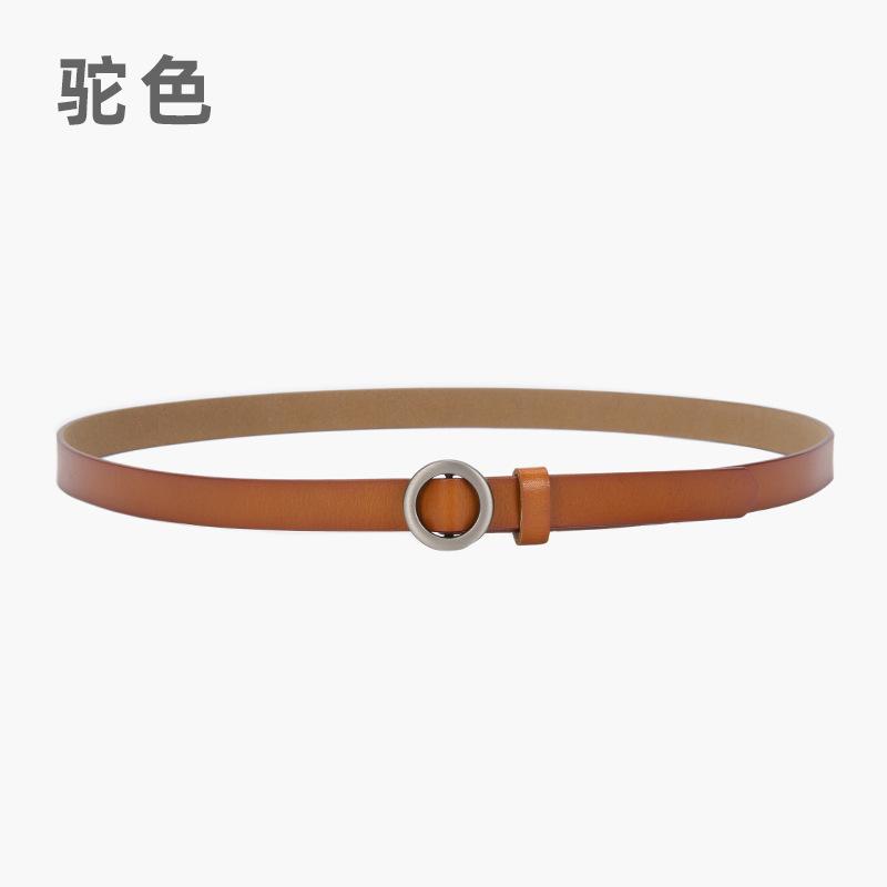 Leather Fine Belt Women'S Cowhide Round Buckle Belt Women'S Casual Decorative Skirt Waist Women'S Belt