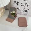 Foldable Mini Makeup Mirror Portable PU Leather Student Dormitory Desktop Standing Cosmetic Mirror