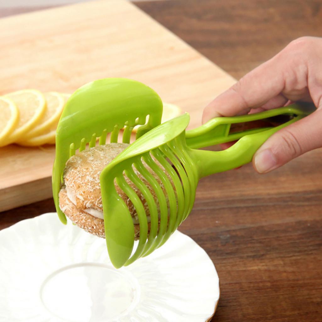 Tomato Cutting Holder Handheld Slicing Aid Holder Round Fruits Vegetables Tongs Kitchen Cutter Aid 