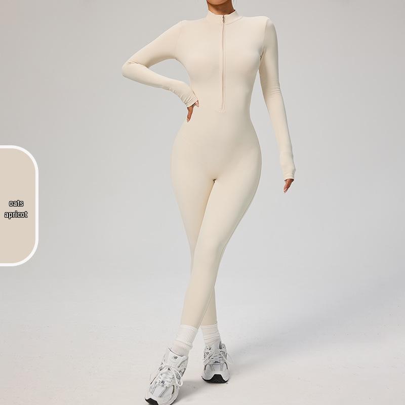 Manyi Zipper Nude Long Sleeve Yoga & Fitness Jumpsuit 8306