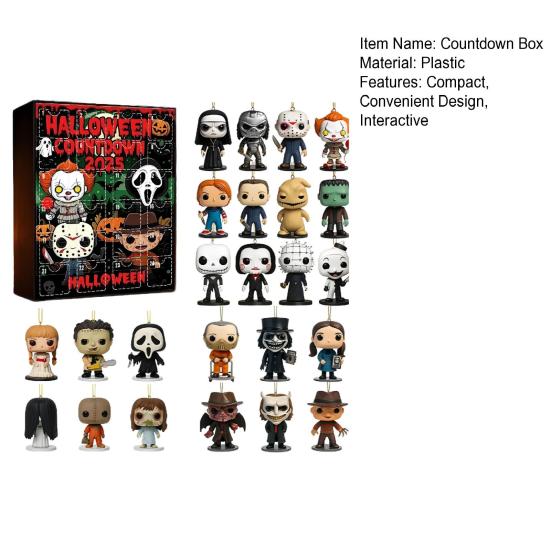 Halloween Countdown Calendar Countdown Box Scary Doll Collectible Horror Figures Spooky Character Advent Hanging Decor for Kids