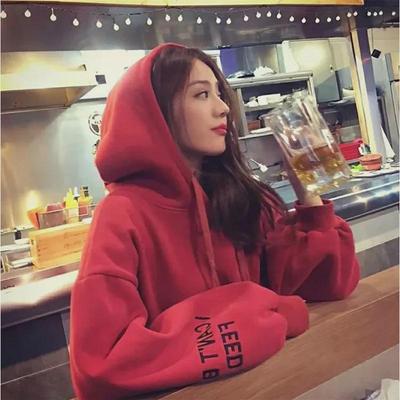 2024 Autumn/Winter Women's Casual Long-Sleeve Korean Loose Hooded Velvet Sweater - Ins Style