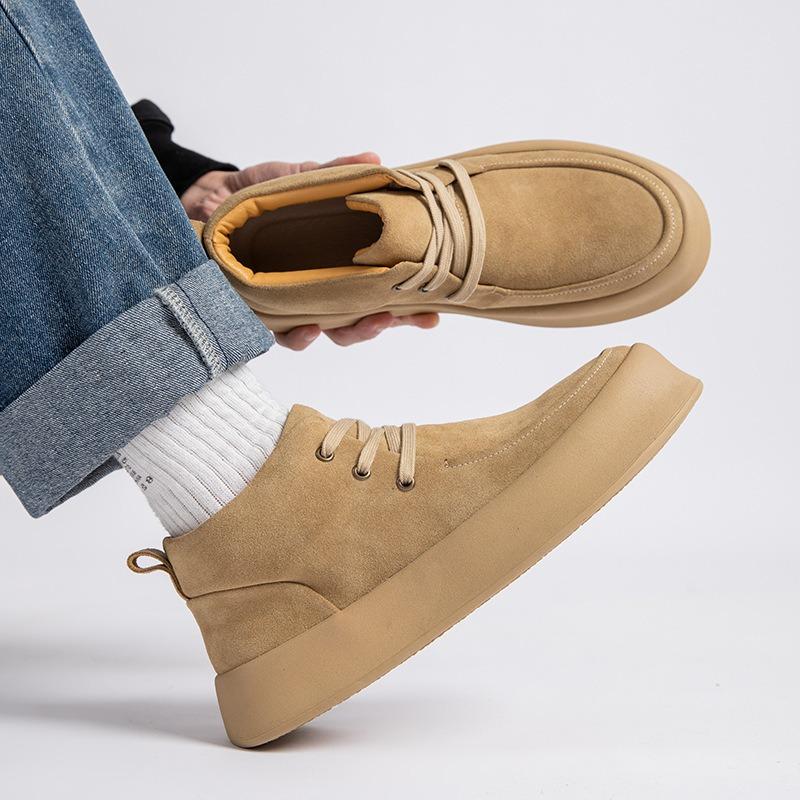 Trend Martin Boots Men's British Retro Autumn and Winter Frosted Leather Thick-soled Tooling Fleece Warm Casual Board Shoes