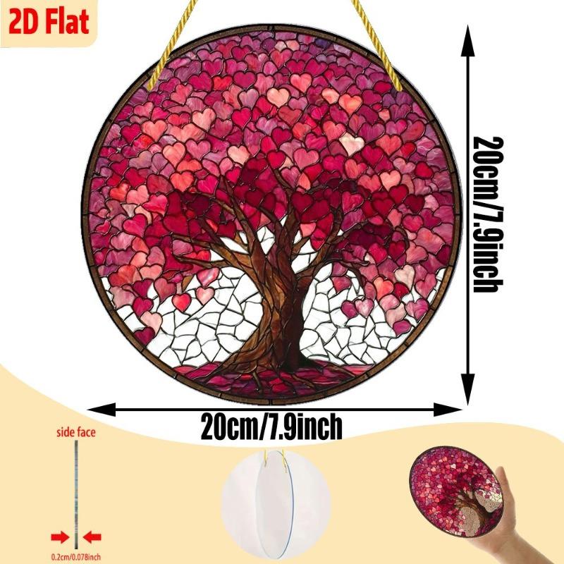 2D Flat Romantic Pink & Red Heart-Shaped Branch Acrylic Decoration Sign, Suitable for Wall Decoration, Porch, Room, Villa, Accents Home, Hallway, or W