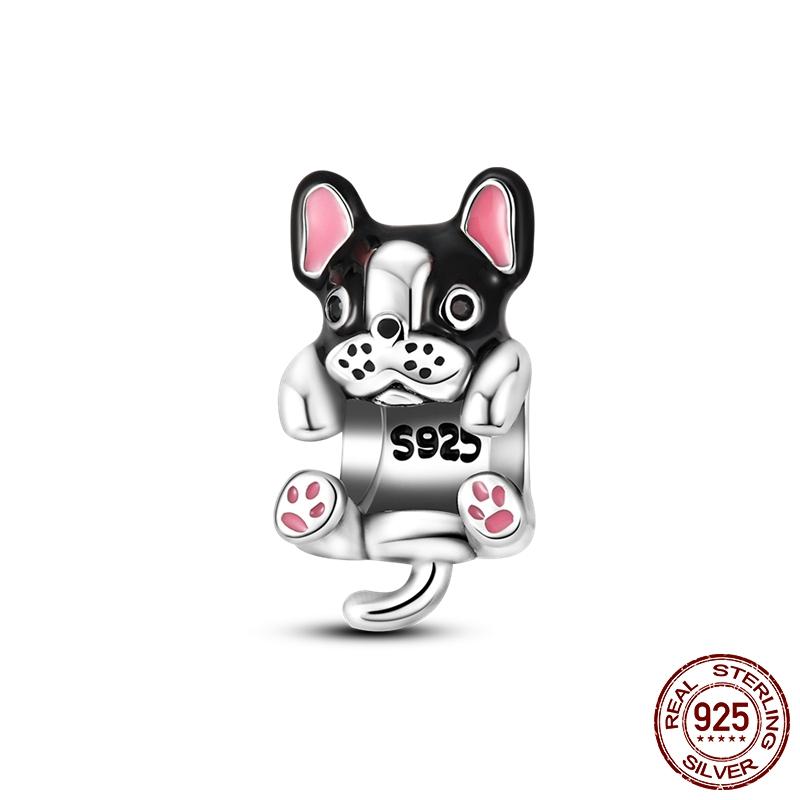 Dog Pet Charms Copper Doggy Paw French Bulldog Bones Beads Fit Original Pan Bracelet Diy Fine Jewelry