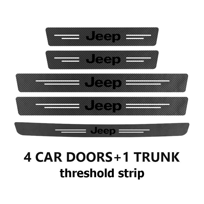 Car Door Carbon Fiber Sill Anti Scratch Protection Strip For Jeep Grand Cherokee Wrangler JK Renegade Gladiator Compass